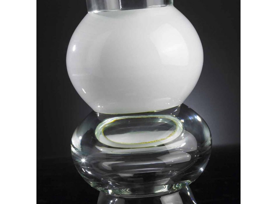 Ornamentale Vase aus transparentem Glas mit weißer Kugel Made in Italy - Vanissa Viadurini