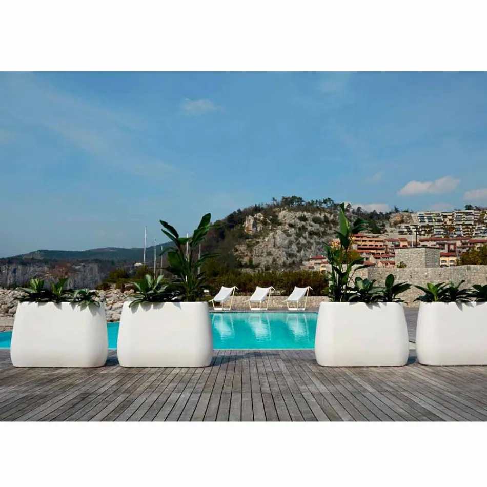 Weiße Design Vase im Innen- oder Außenbereich in drei Größen, 2 Stück - Pandora von Myyour Viadurini