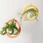 Hängende Blumenvase aus Stahl und Keramik Made in Italy - Leotta Viadurini