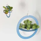 Hängende Blumenvase aus Stahl und Keramik Made in Italy - Leotta Viadurini