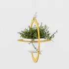 Hängende Blumenvase aus Stahl und Keramik Made in Italy - Leotta Viadurini