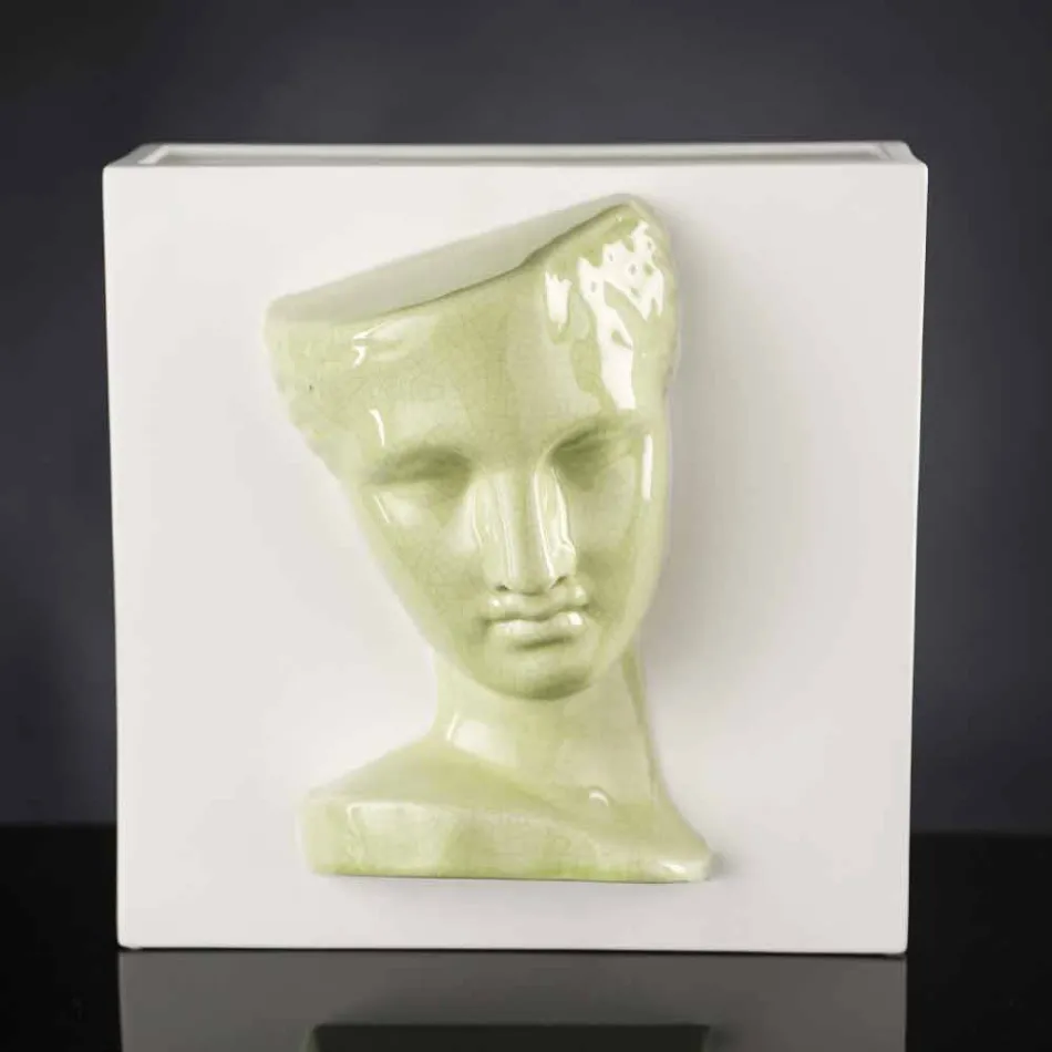 Moderne rechteckige Vase aus farbiger Keramik, handgefertigt in Italien - Lucas Viadurini