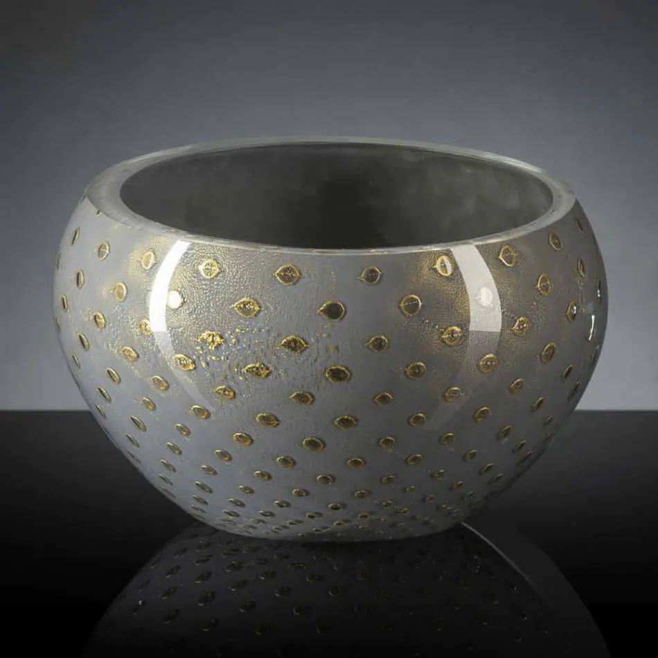 Runde Indoor-Vase aus farbigem Muranoglas Made in Italy - Asper Viadurini