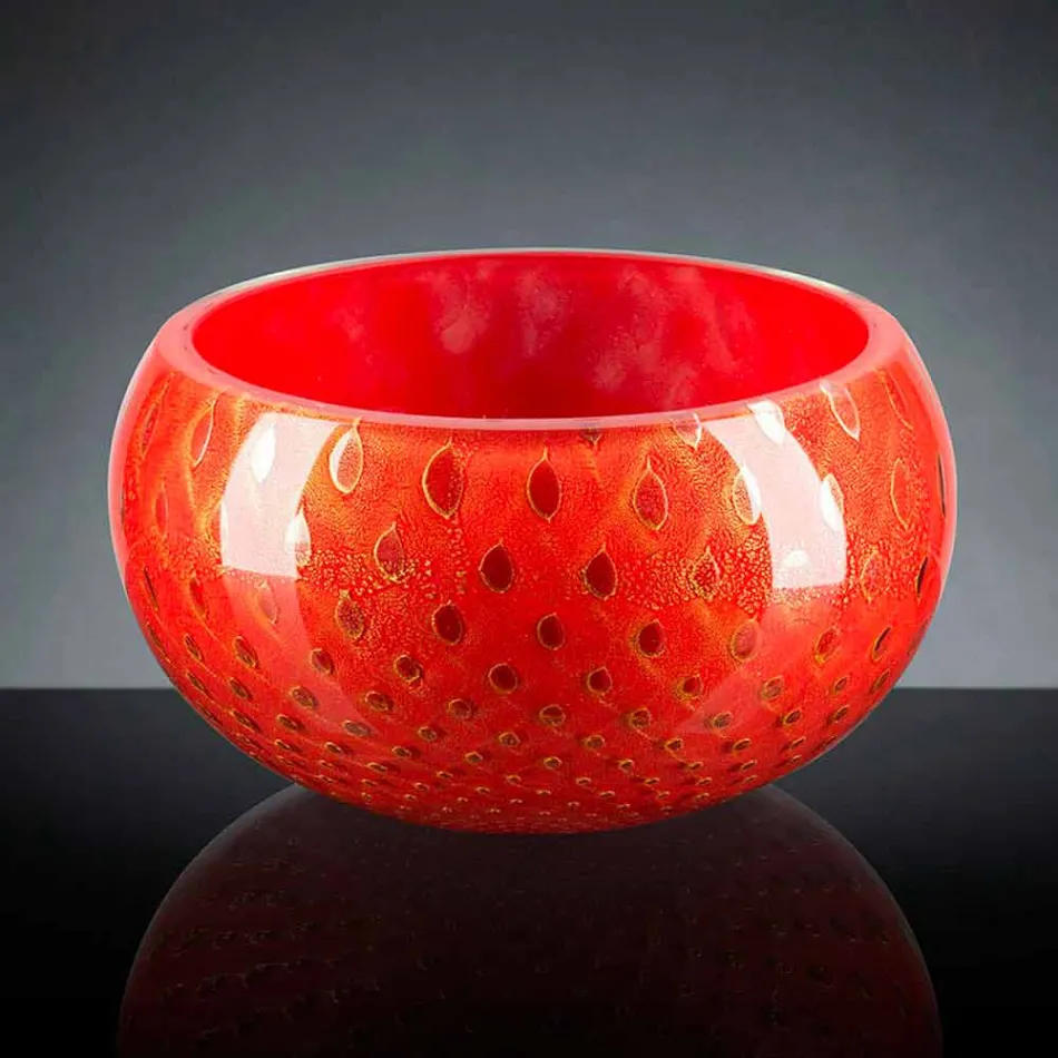 Runde Indoor-Vase aus farbigem Muranoglas Made in Italy - Asper Viadurini