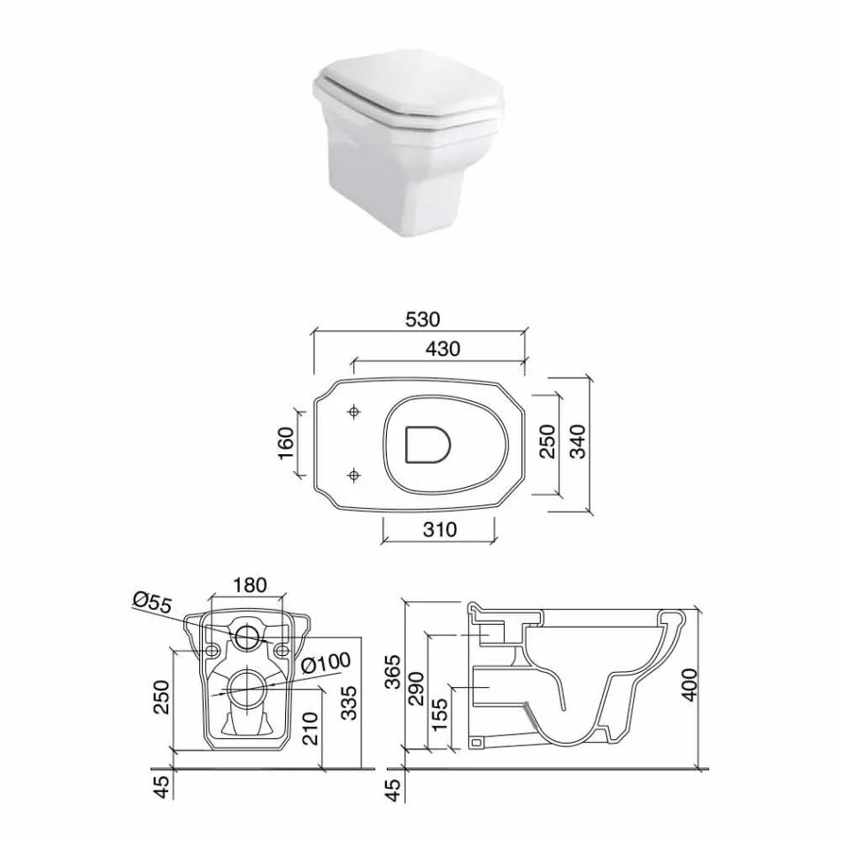Weiße Keramik-Hängevase im klassischen Stil, Made in Italy - Nausica Viadurini