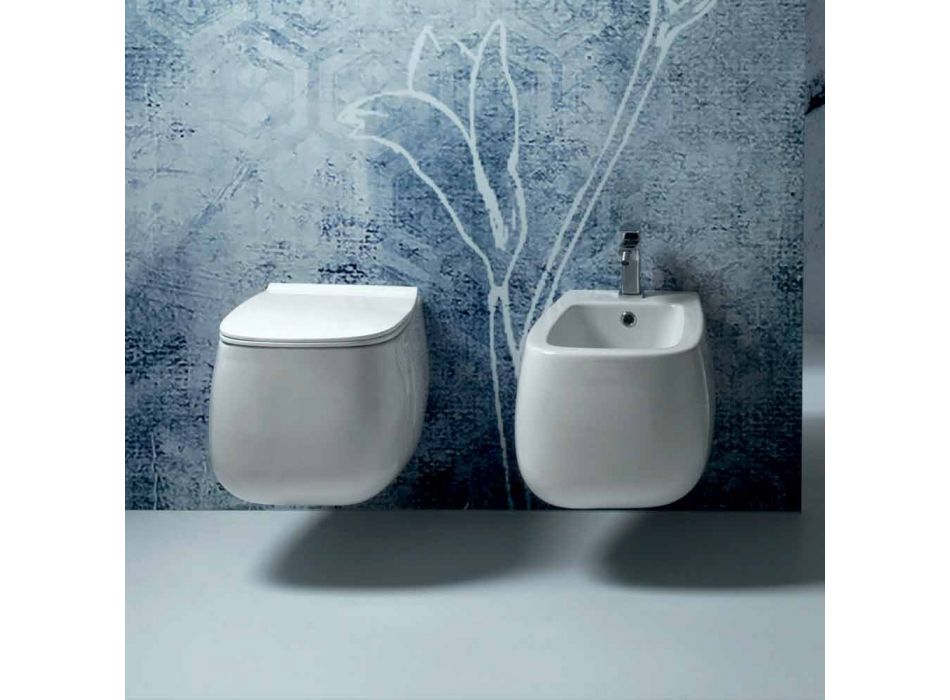 Weiße Keramikvase aus modernem Design, Gaiola, hergestellt in Italien Viadurini