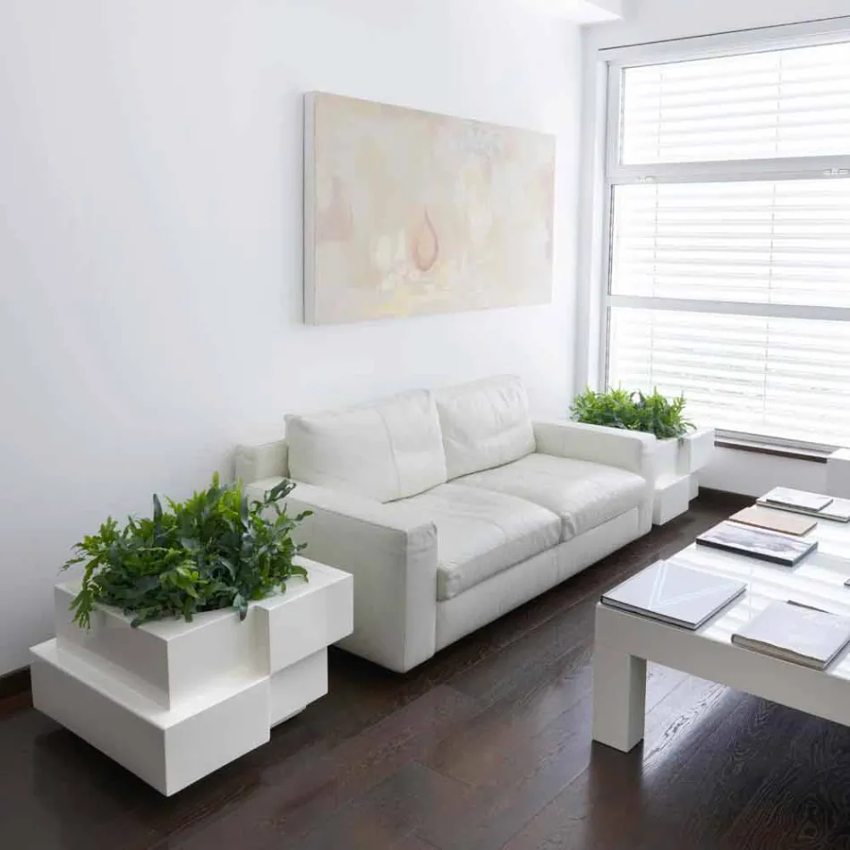 Vase auf Rädern schwarz, weiß Slide Cubic Yo unregelmäßig modern made in Italy Viadurini