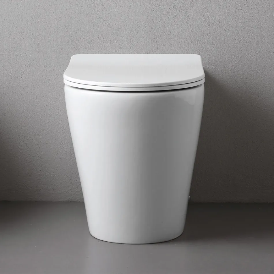 Boden-WC mit schmalem Soft-Close-Sitz aus weißer Keramik - Salice Viadurini