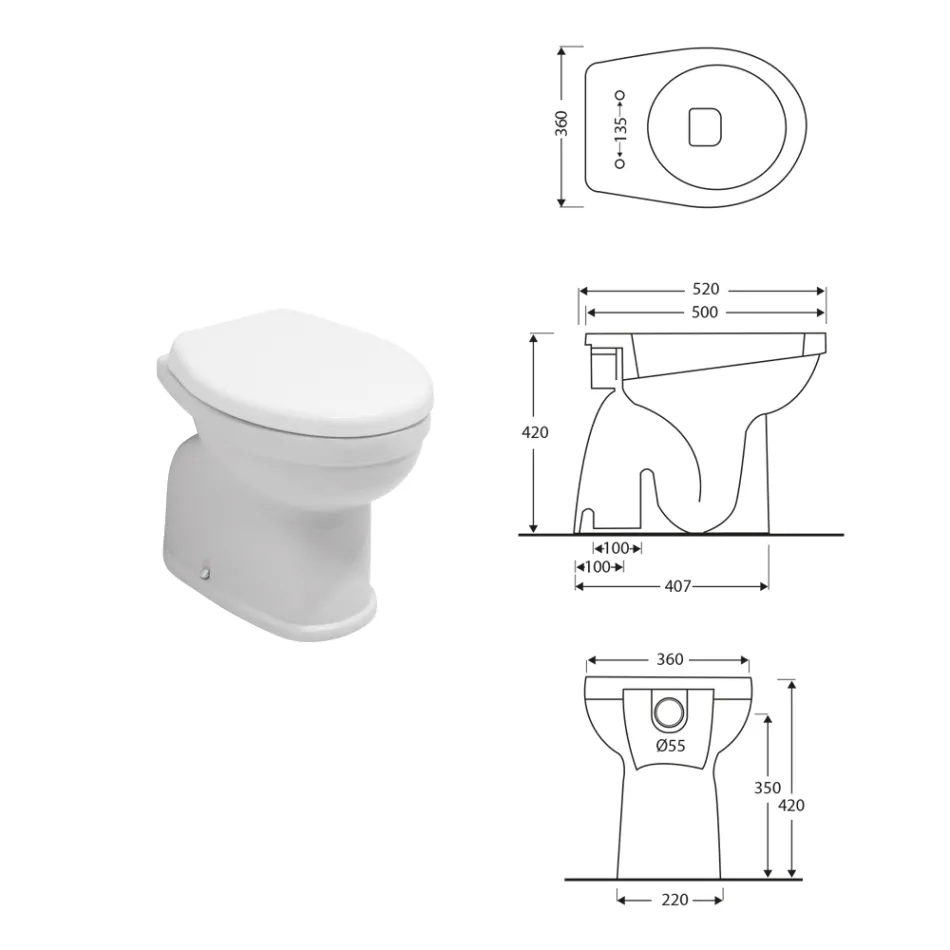 Bodenstehende Keramiktoilette mit Polyestersitz und modernem Design - Silica Viadurini