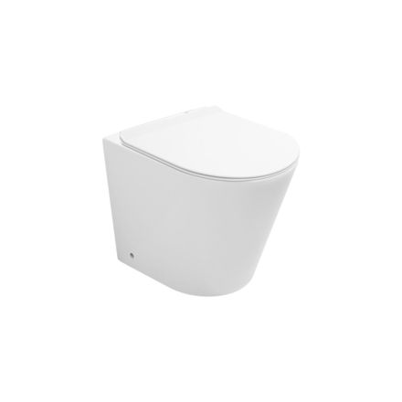 Randloses Stand-WC mit Soft-Close-Sitz in weißer Keramik – Juniper   Viadurini