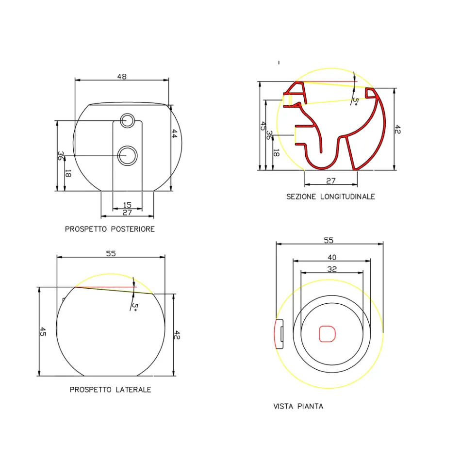 Design kugelförmige Toilettenvase aus Keramik Made in Italy, Fanna Viadurini
