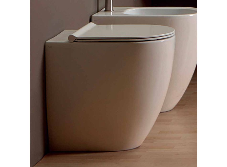 Modernes Design weiß Keramik WC Schüssel Shine Square H50 Randlos Viadurini