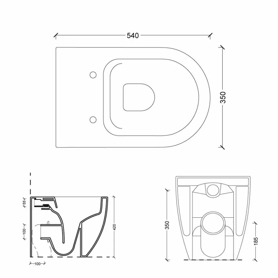 Moderne weiße keramische Toilettenschüssel Shine Square Randless made in Italy Viadurini