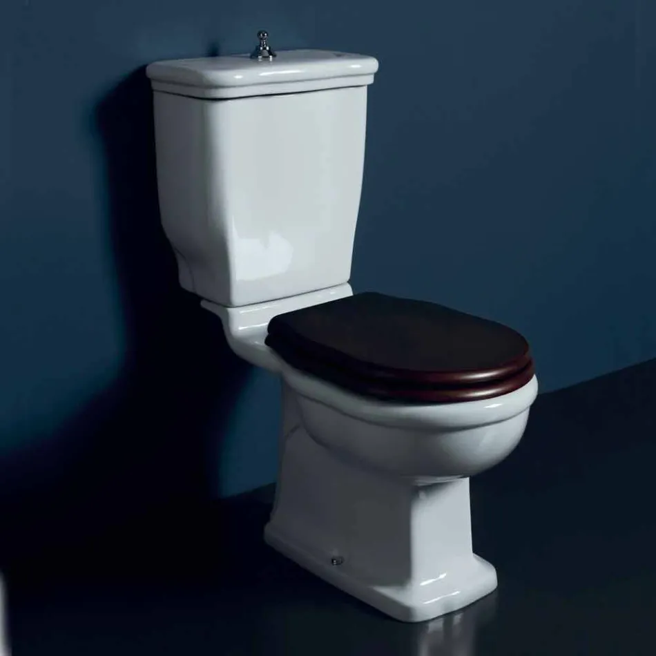 Weiße Keramik-Monobloc-Toilettenschüssel Style 72x36 cm, hergestellt in Italien Viadurini