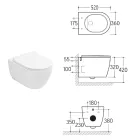 Wandhängendes, spülrandloses WC aus weißer Keramik, Modell Aster, mit Soft-Close-Sitz Viadurini