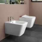 Wandhängendes WC mit sanft schließendem Keramiksitz im modernen Design – Giunco Viadurini