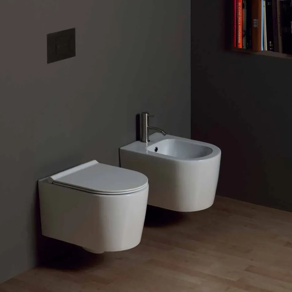 Modernes Design-Wand- Keramik-Toilettenschüssel Shine Square, made in Italy Viadurini