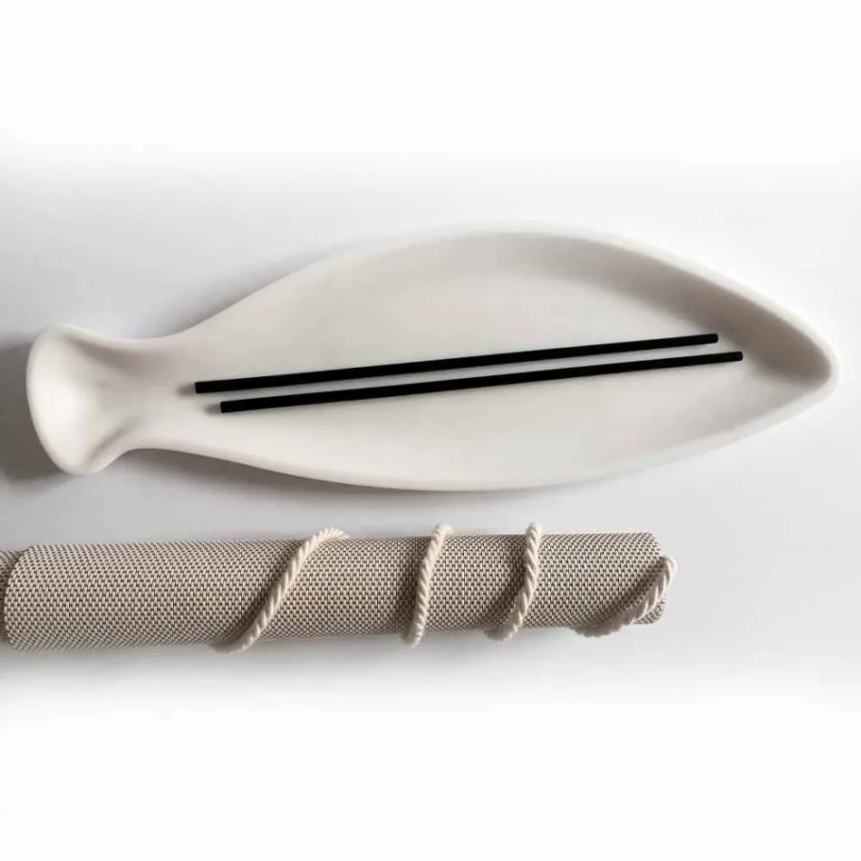 Küchentablett aus weißem Carrara-Marmor, handgefertigt in Italien - Fish Viadurini