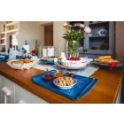 Serviertablett mit Blumen in Weiß, Blau oder Schlammeisen - Marken Viadurini