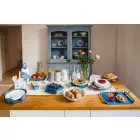 Serviertablett mit Blumen in Weiß, Blau oder Schlammeisen - Marken Viadurini