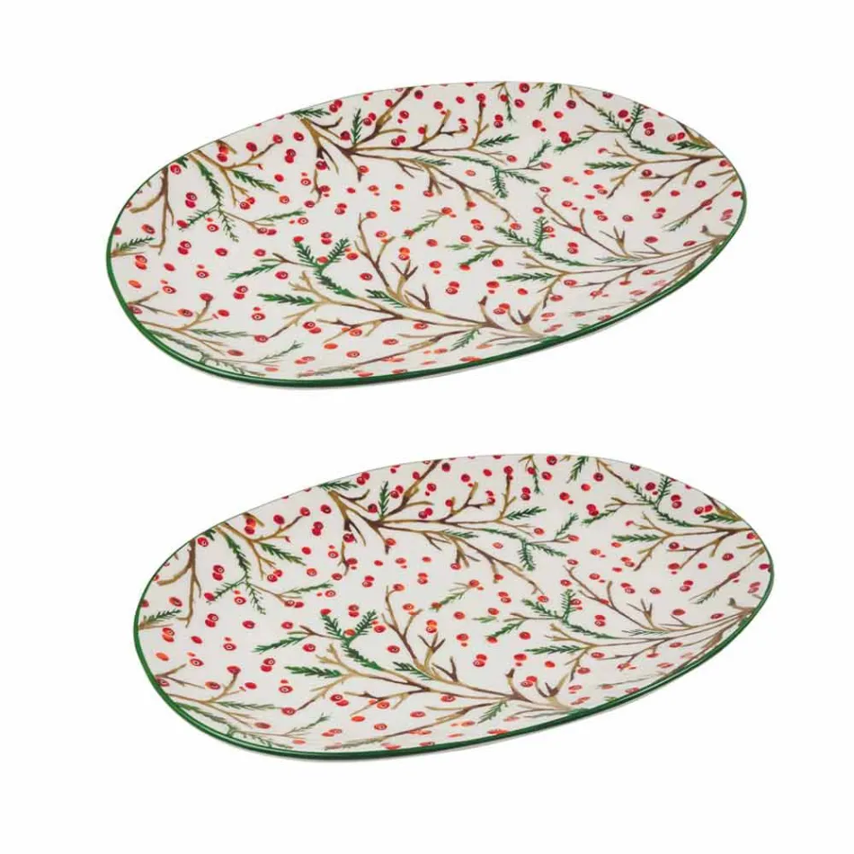 Weihnachtstablett Oval Porzellan Servierteller 2 Stück - Metzgerbesen Viadurini