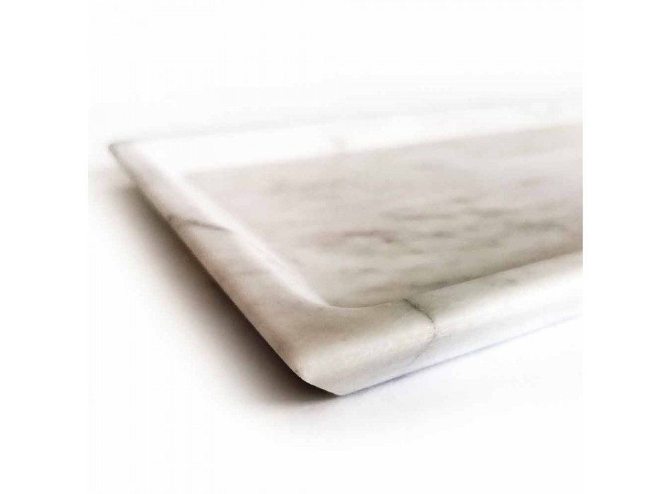 Rechteckiges Tablett aus poliertem weißem Carrara-Marmor Made in Italy - Alga Viadurini