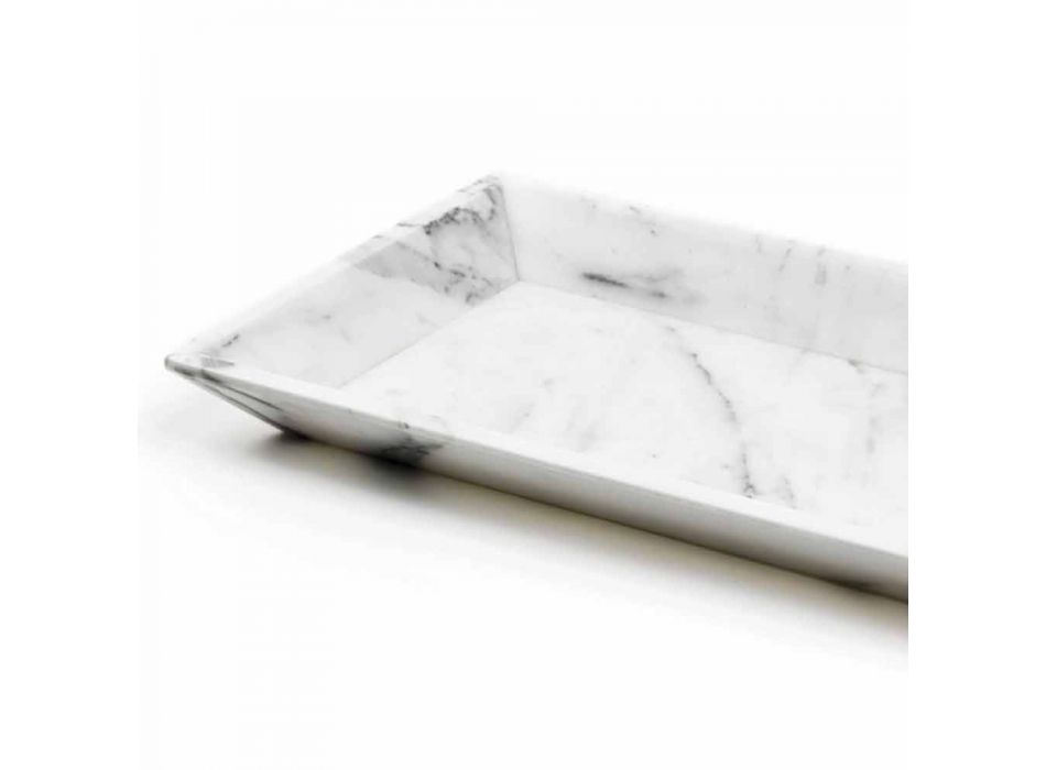 Rechteckiges Tablett aus weißem Carrara-Marmor Made in Italy - Vassili Viadurini