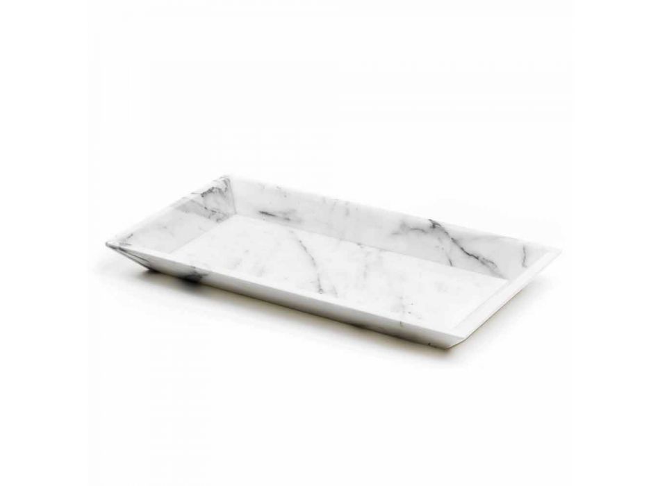 Rechteckiges Tablett aus weißem Carrara-Marmor Made in Italy - Vassili Viadurini