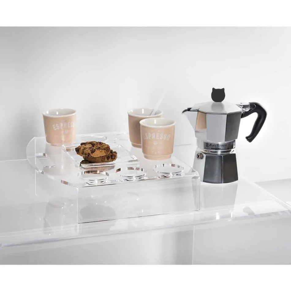 Erhöhtes Tablett aus transparentem Plexiglas 6 oder 8 Kaffee Design 2 Stück - Cracco Viadurini