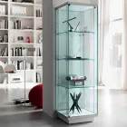 Säulenvitrine aus transparentem Glas mit rechtem oder linkem Knopf - Antonia Viadurini