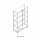 Wandvitrine aus Glas und weißem Holz, Rädern und beleuchteten Regalen - Armilla Viadurini