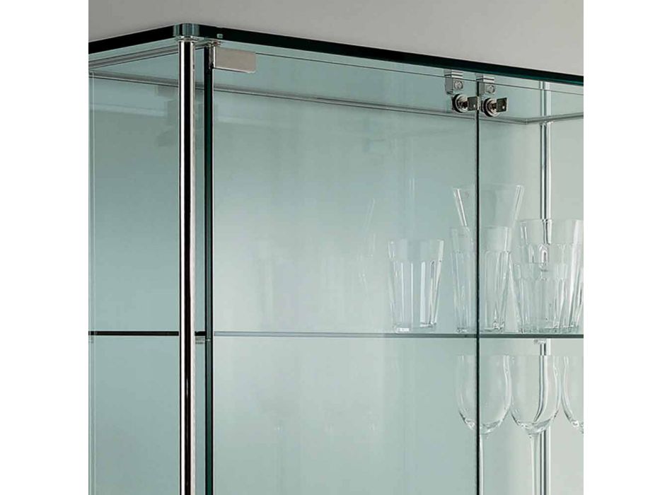 Wandvitrine aus transparentem Glas und Metall mit 2 Designtüren - Lorella Viadurini