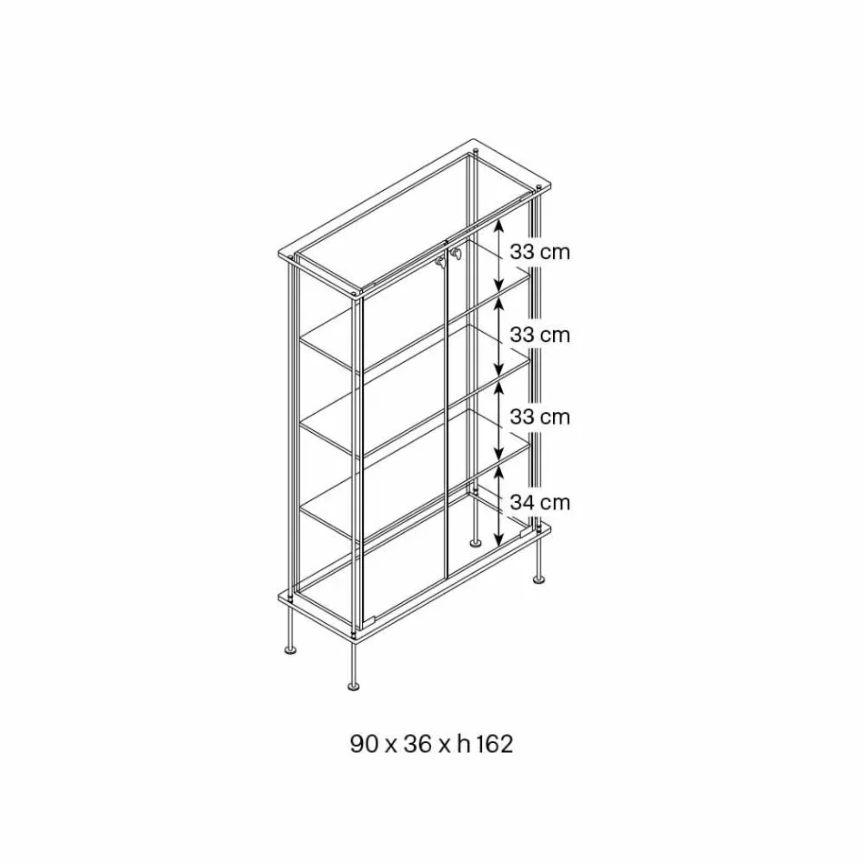 Wandvitrine aus transparentem Glas und Metall mit 2 Designtüren - Lorella Viadurini