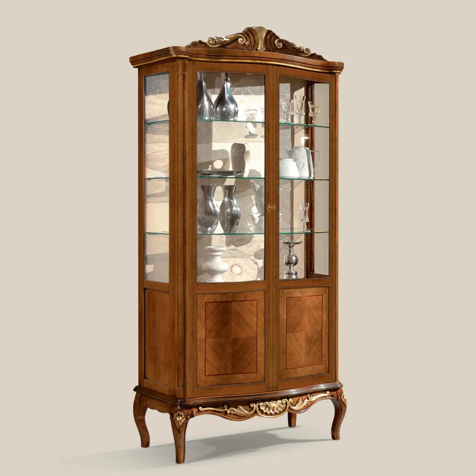 Klassische Vitrine aus Bassano-Nussbaumholz mit zwei Türen Made in Italy - Chantilly Viadurini