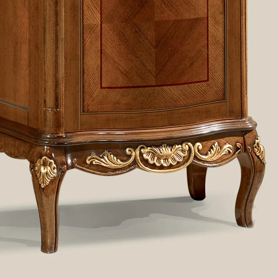 Klassische Vitrine aus weißem Nussbaumholz oder Mokkaholz Made in Italy - Chantilly Viadurini