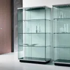 Wandvitrine aus transparentem Glas 2 Türen mit Schloss - Antonia Viadurini