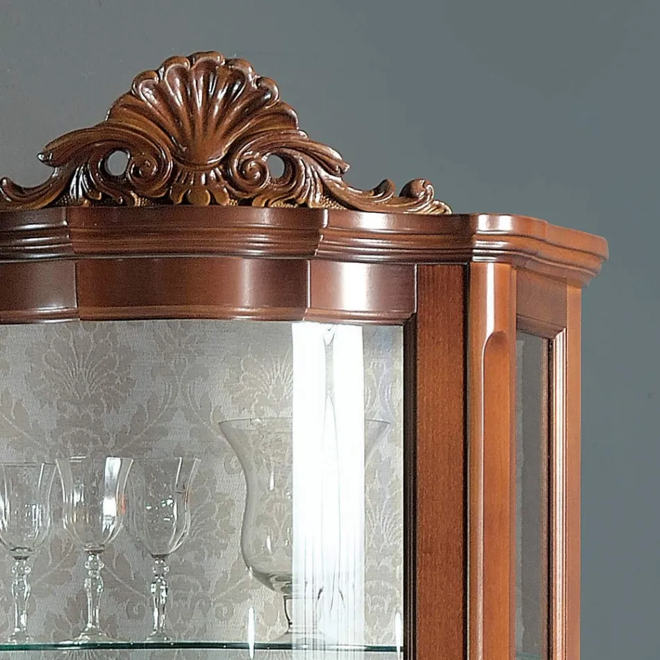 Wohnzimmervitrine 1 Tür und 2 Holzschubladen Made in Italy - Leonor Viadurini