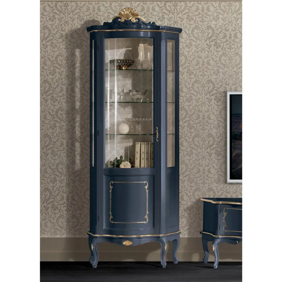 Wohnzimmer Vitrine aus Holz mit 1 Luxustür Made in Italy - Leonor Viadurini