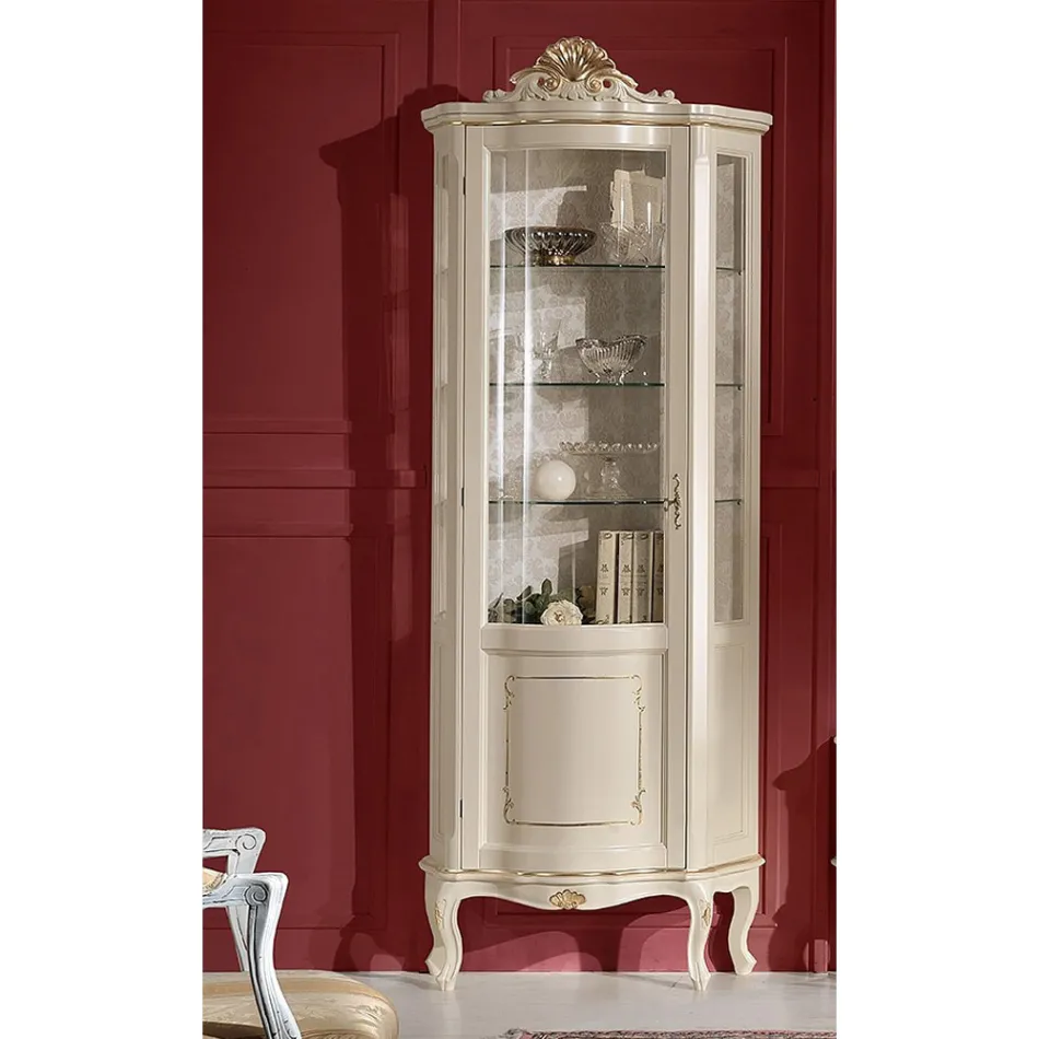 Wohnzimmer Vitrine aus Holz mit 1 Luxustür Made in Italy - Leonor Viadurini