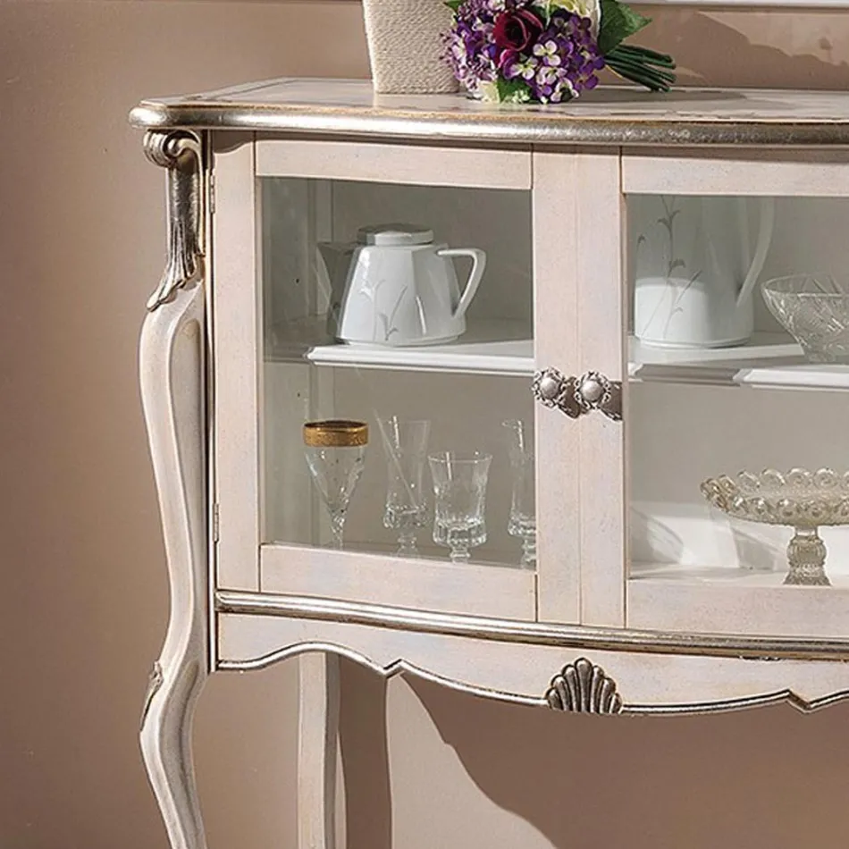 Wohnzimmer Vitrine 2 Türen in Nussbaum oder weißem Holz Made in Italy - London Viadurini