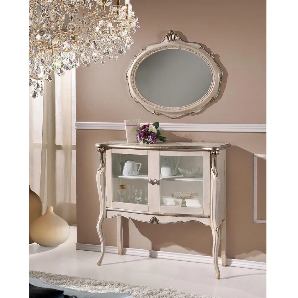 Wohnzimmer Vitrine 2 Türen in Nussbaum oder weißem Holz Made in Italy - London Viadurini