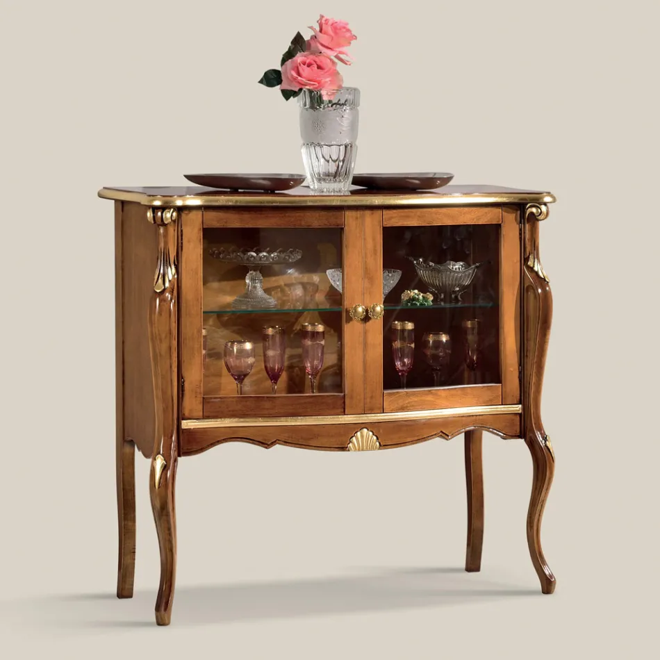 Wohnzimmer Vitrine 2 Türen in Nussbaum oder weißem Holz Made in Italy - London Viadurini