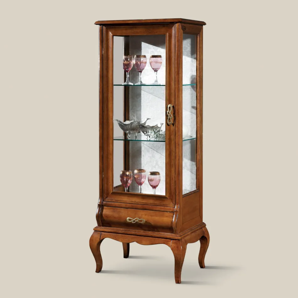 Luxuriöse Wohnzimmervitrine aus klassischem Walnussholz Made in Italy – Hastings Viadurini