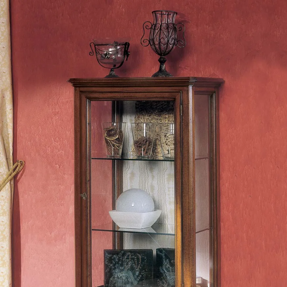 Vitrine mit 1 Schublade, 1 Tür und Glasböden, hergestellt in Italien – Anansi Viadurini