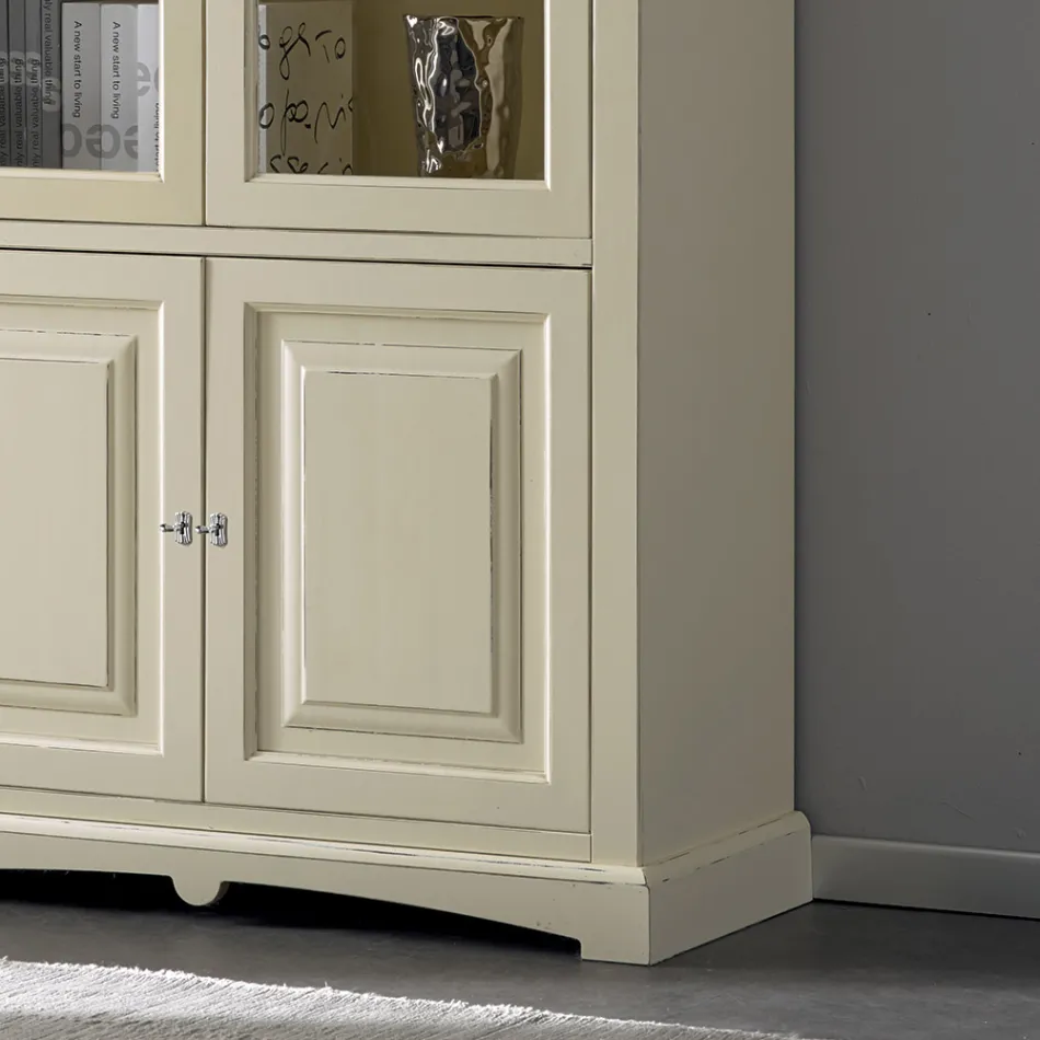 Vitrine mit 2 Holztüren und 2 Glastüren Made in Italy – Fenrir Viadurini