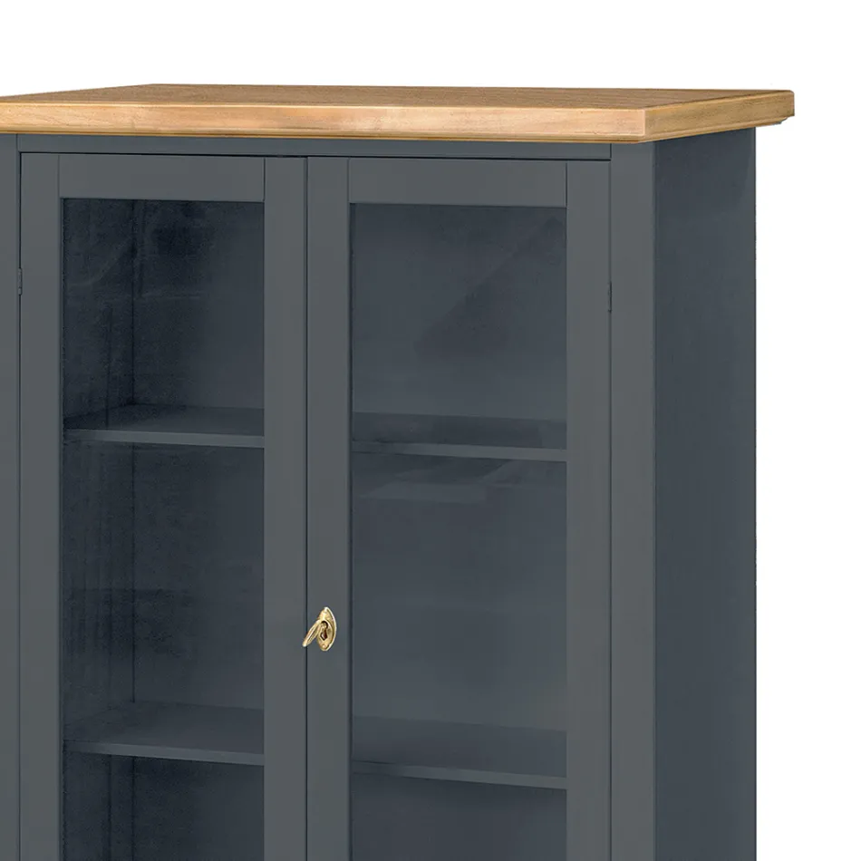 Holzvitrine mit 1 Schublade, 2 Türen und 2 Regalen, hergestellt in Italien – Nanna Viadurini