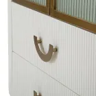 Vitrine aus Holz mit Aufsatz und abgerundeten Einsätzen mit 2 Türen und 2 Schubladen - Rachel Viadurini