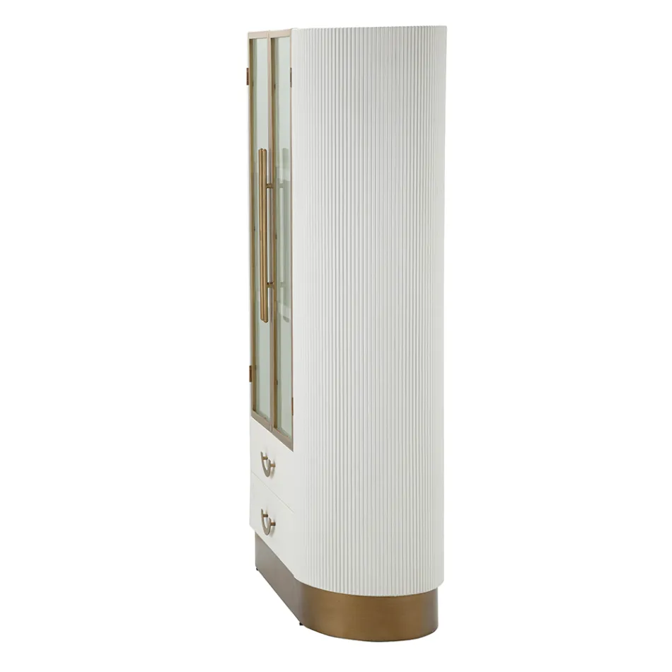 Vitrine aus Holz mit Aufsatz und abgerundeten Einsätzen mit 2 Türen und 2 Schubladen - Rachel Viadurini