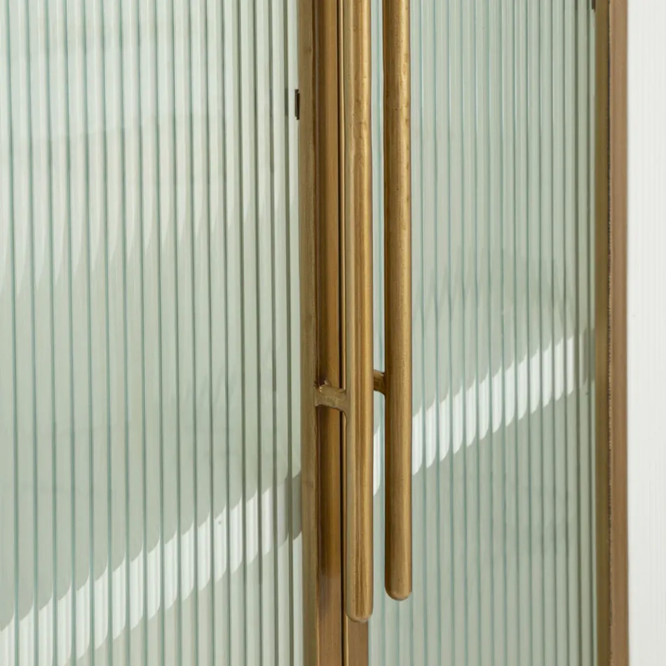 Vitrine aus Holz mit Aufsatz und abgerundeten Einsätzen mit 2 Türen und 2 Schubladen - Rachel Viadurini