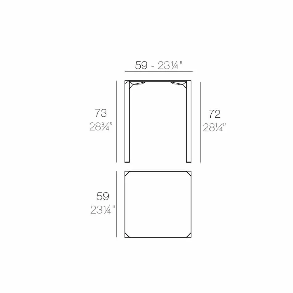 Quadratische Tabelle Vondom Quarz im Freien des modernen Designs Viadurini